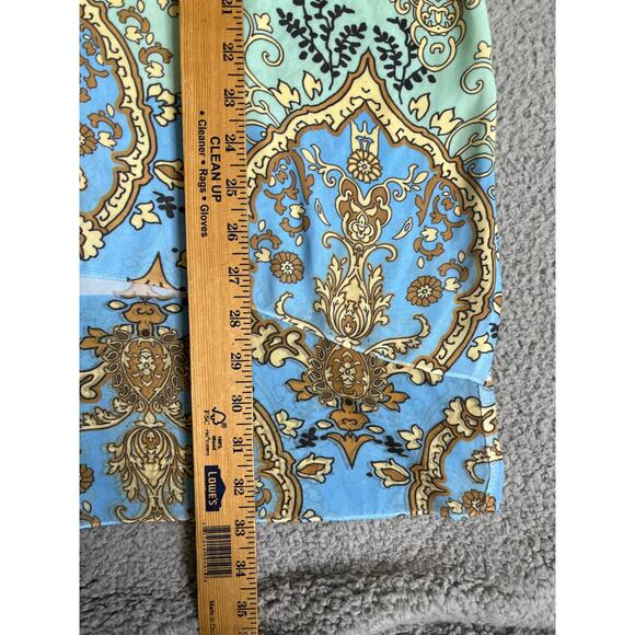 Jess & Jane Tunic Top Medium Geometric Damask V Neck Blue Gold Shirt - Picture 8 of 12